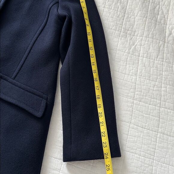 Talbots Women’s Wool Blend Coat Size 8 Navy Blue Fabric Woven in Italy Gold Zip - Picture 15 of 15